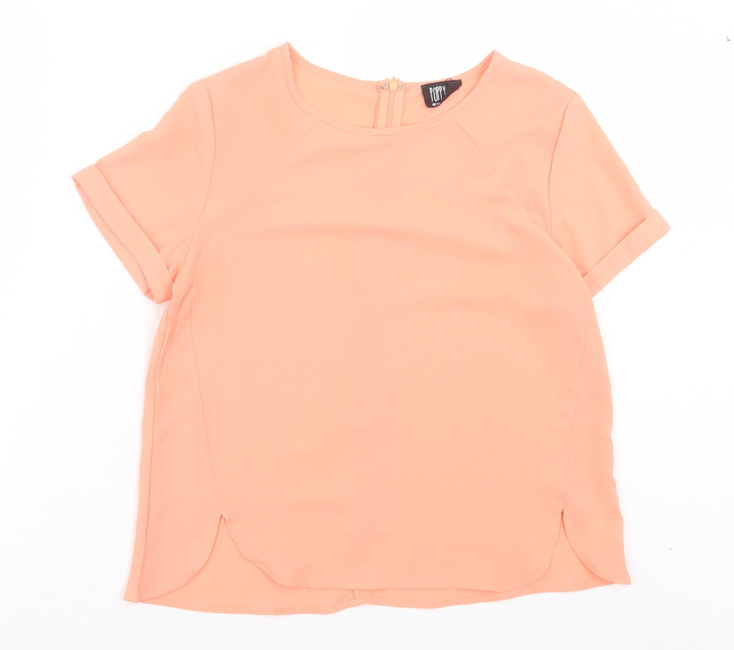 Poppy Lux Womens Pink Polyester Basic T-Shirt Size 12 Crew Neck