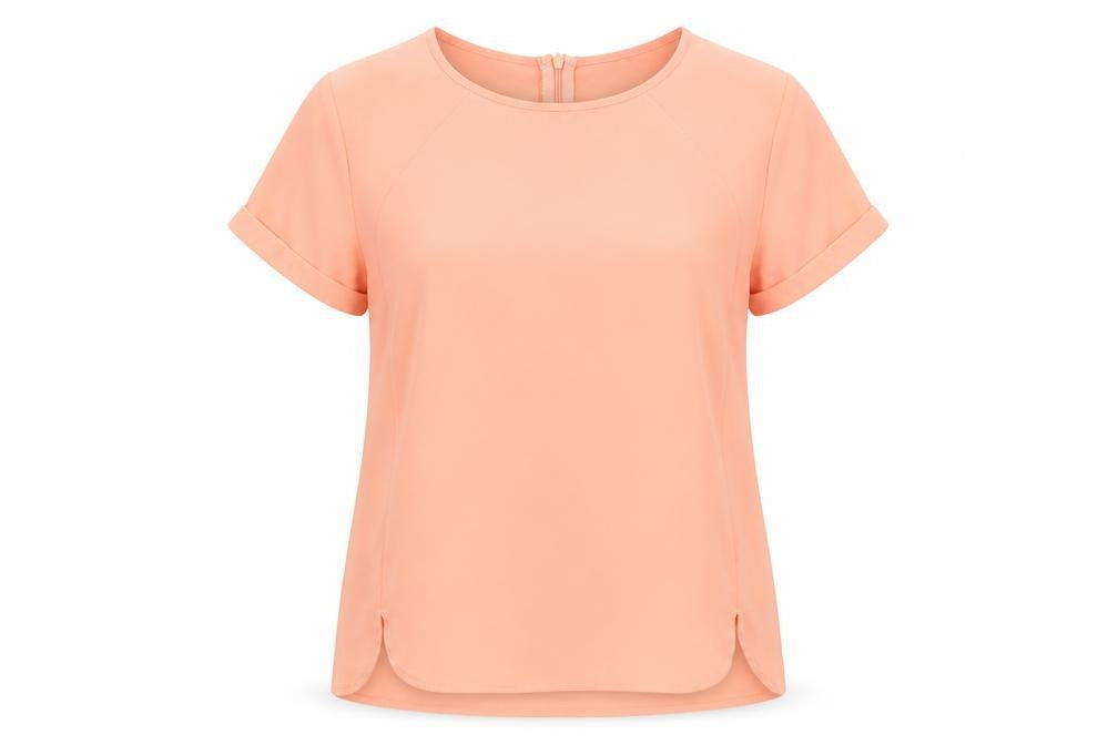 Poppy Lux Womens Pink Polyester Basic T-Shirt Size 12 Crew Neck