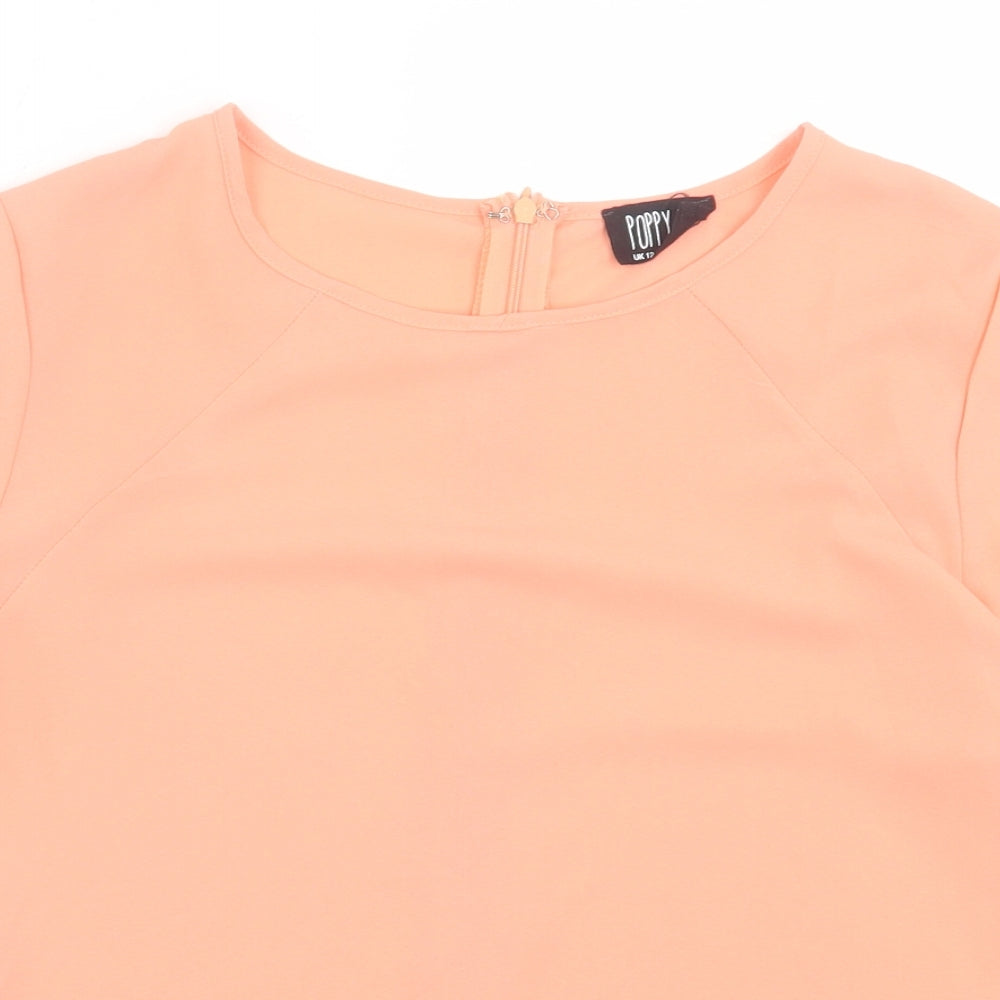 Poppy Lux Womens Pink Polyester Basic T-Shirt Size 12 Crew Neck