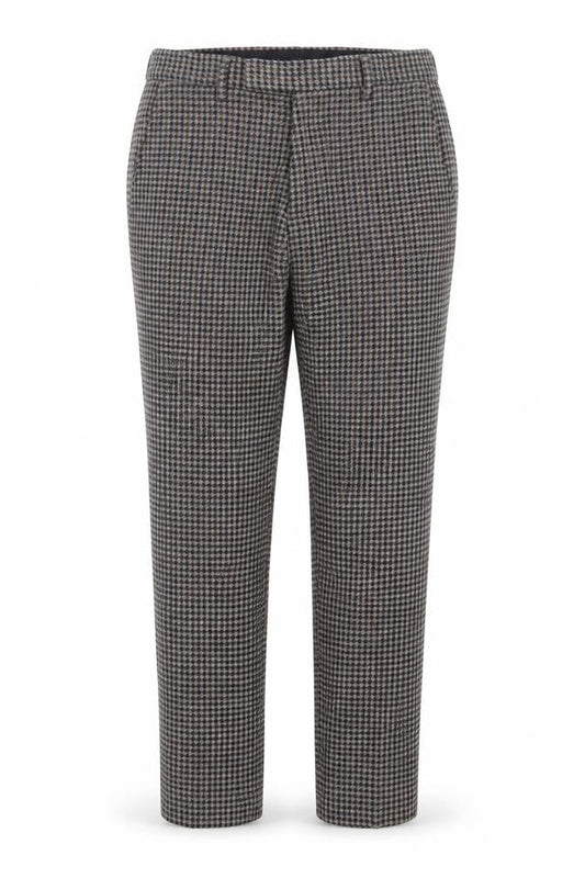 F&F Mens Brown Plaid Polyester Trousers Size 30 in L28 in Regular Hook & Eye