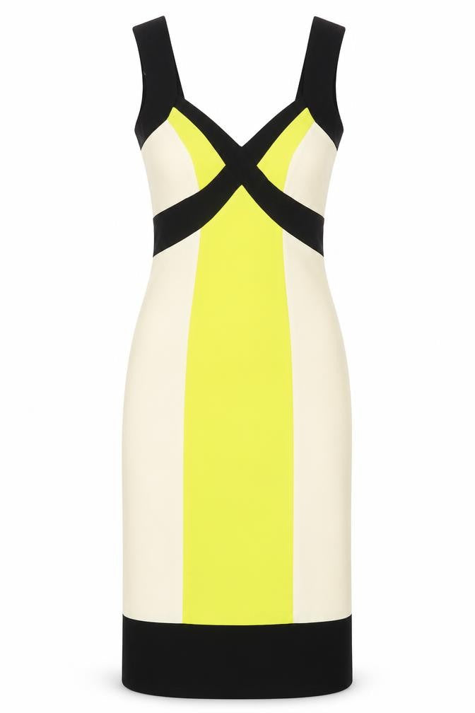 Julien Macdonald Womens Multicoloured Colourblock Polyamide A-Line Size 8 V-Neck Zip