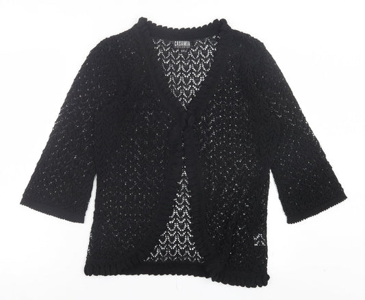 Casamia Womens Black V-Neck Cotton Cardigan Jumper Size S