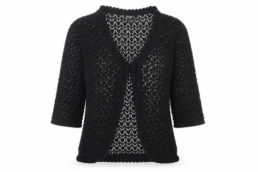 Casamia Womens Black V-Neck Cotton Cardigan Jumper Size S