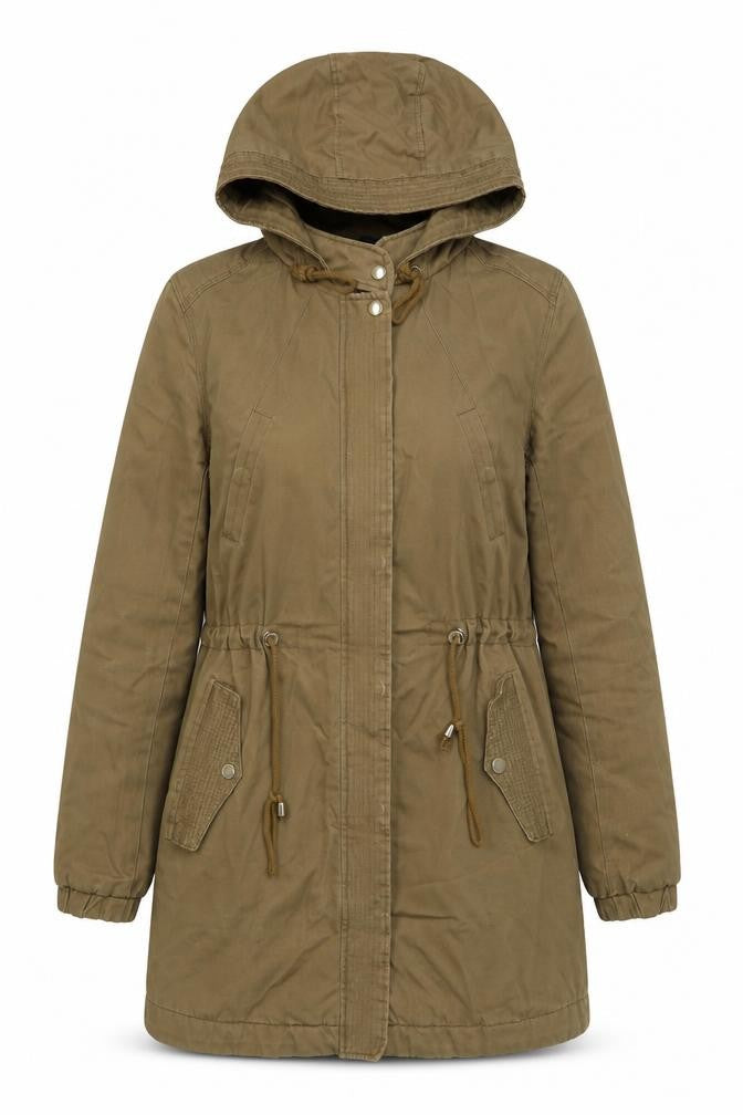 H&M Womens Brown Parka Coat Size 8 Zip