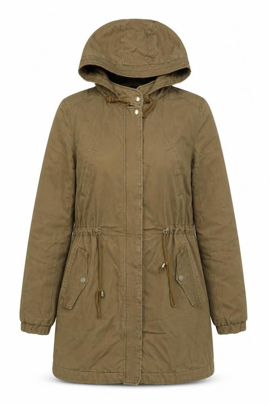 H&M Womens Brown Parka Coat Size 8 Zip