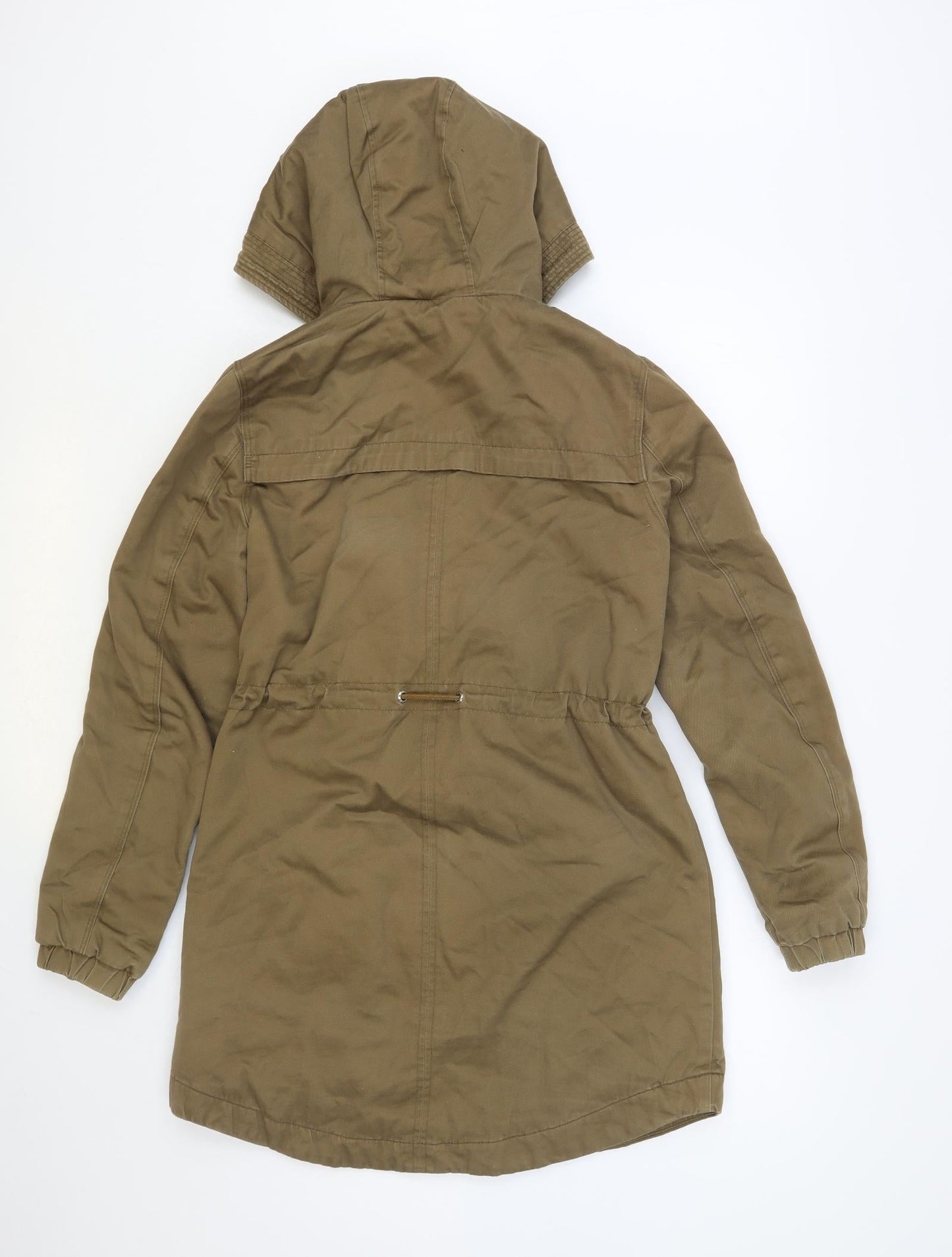 H&M Womens Brown Parka Coat Size 8 Zip