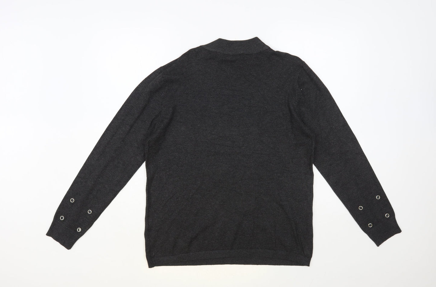 Select Womens Grey Mock Neck Nylon Pullover Jumper Size 18