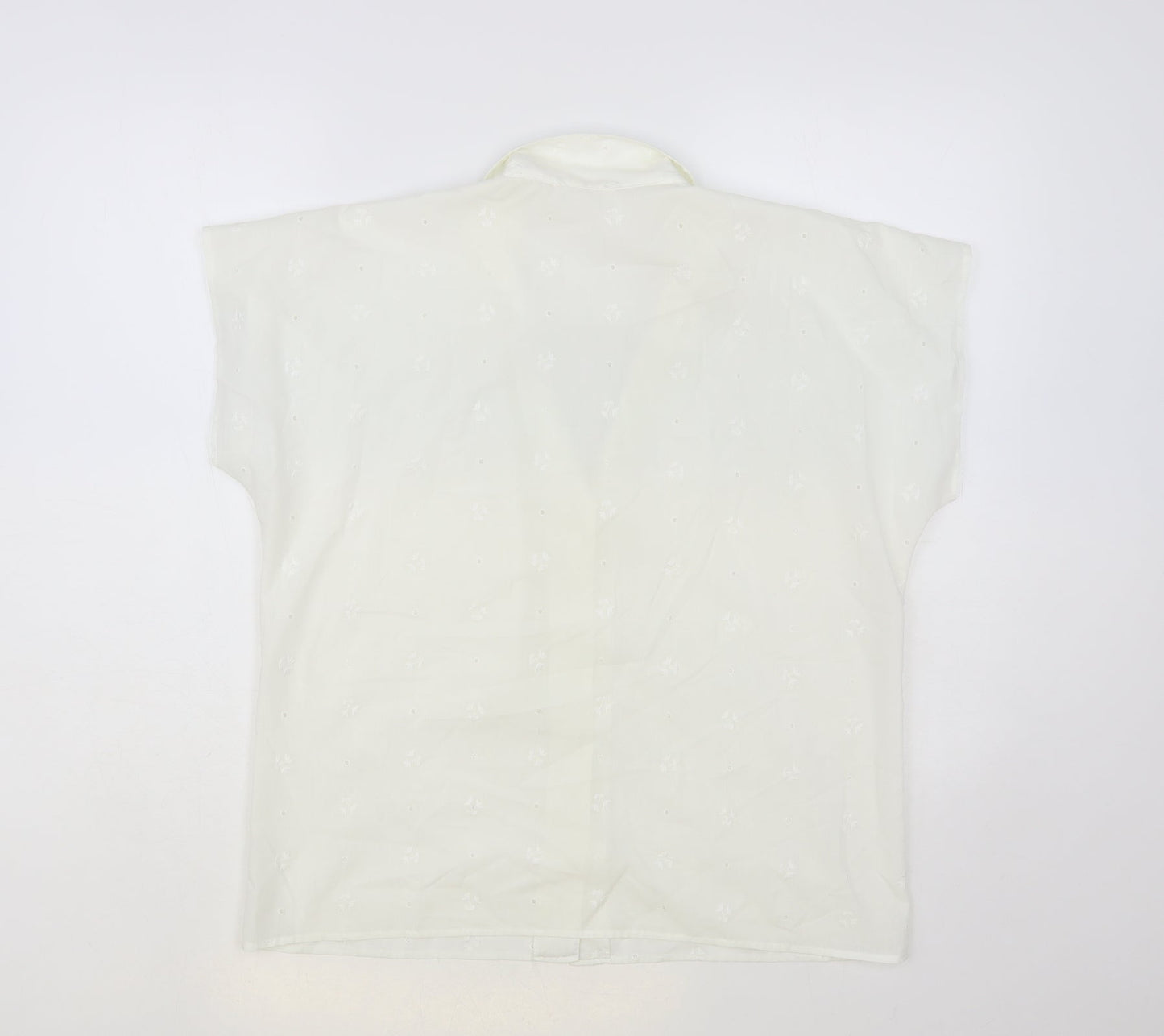 Preworn Womens White Floral Cotton Basic Button-Up Size 16 Collared