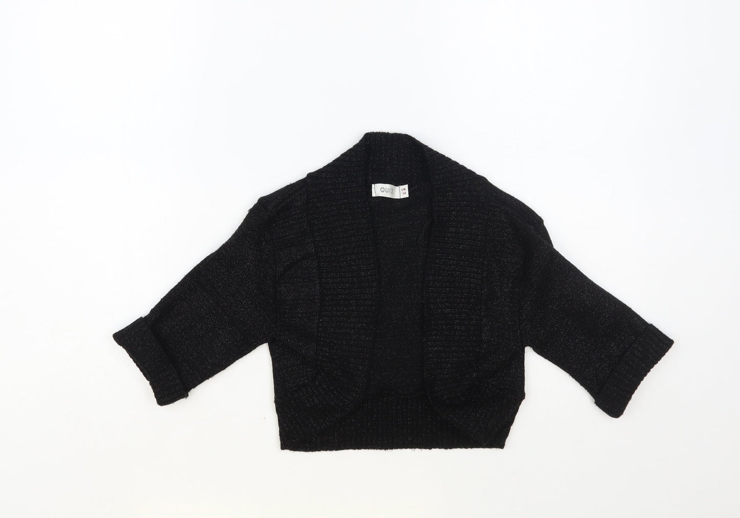 Quiz Womens Black V-Neck Acrylic Shrug Jumper Size 14