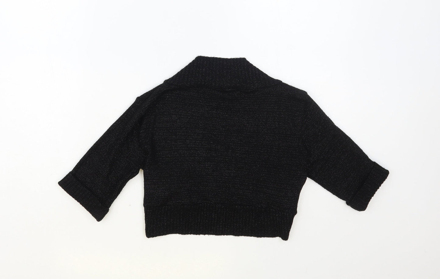 Quiz Womens Black V-Neck Acrylic Shrug Jumper Size 14