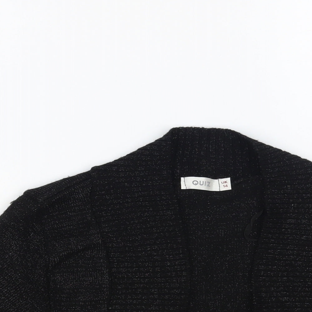 Quiz Womens Black V-Neck Acrylic Shrug Jumper Size 14