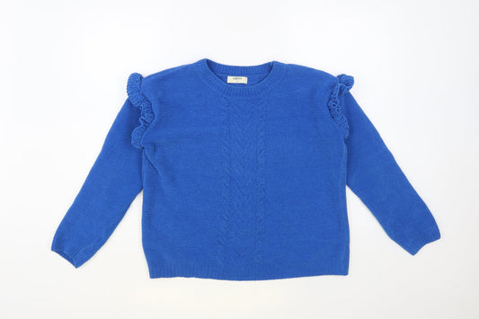 Papaya Womens Blue Crew Neck Polyester Pullover Jumper Size S