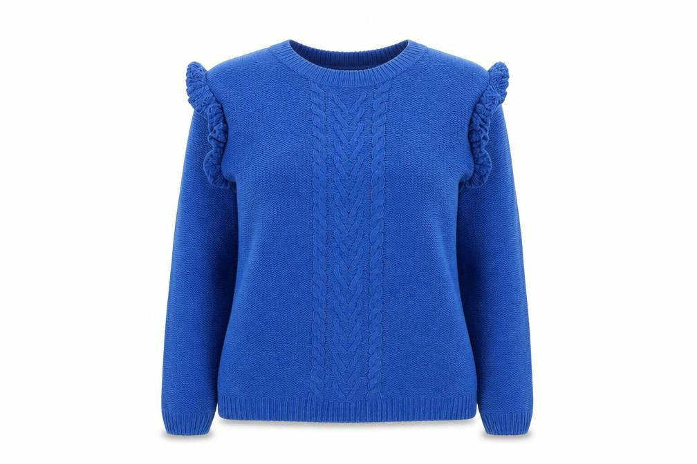 Papaya Womens Blue Crew Neck Polyester Pullover Jumper Size S