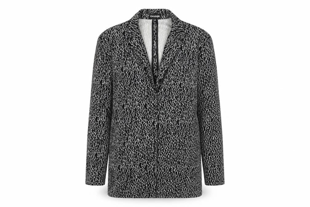 George Womens Black Animal Print Jacket Blazer Size 10
