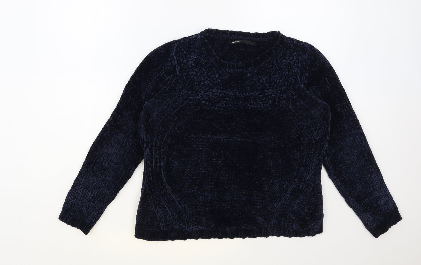 Only Womens Blue Round Neck Polyester Pullover Jumper Size S