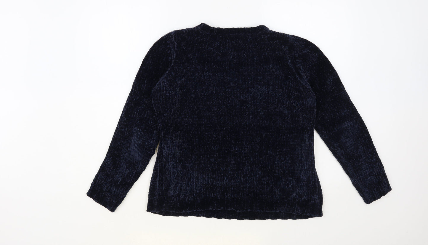 Only Womens Blue Round Neck Polyester Pullover Jumper Size S