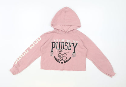Preloved George Girls Pink Cotton Pullover Hoodie Size 9-10 Years Pullover - Pudsey - Front