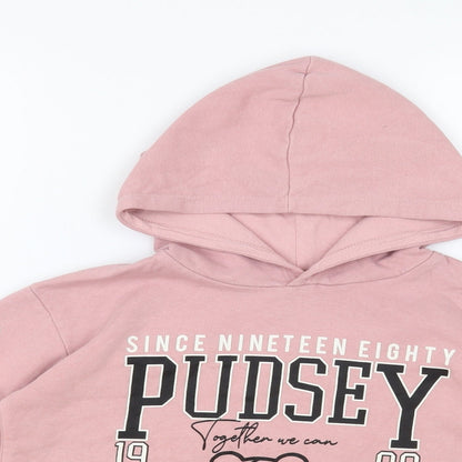 Preloved George Girls Pink Cotton Pullover Hoodie Size 9-10 Years Pullover - Pudsey - Detail
