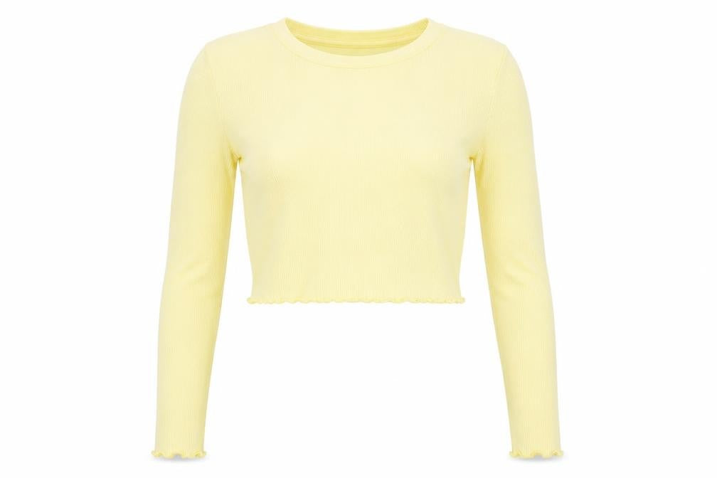 FOREVER 21 Womens Yellow Viscose Basic T-Shirt Size M Crew Neck