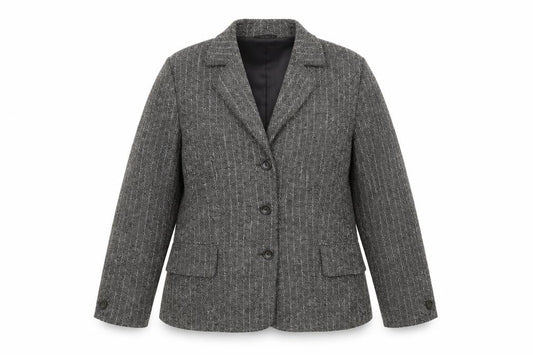 Olsen Womens Grey Striped Jacket Blazer Size 16 Button