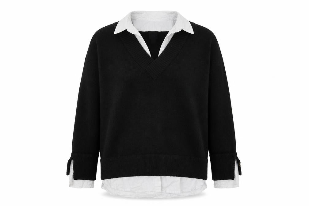 River Island Womens Black V-Neck Acrylic Pullover Jumper Size XS