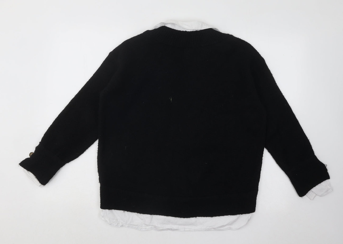 River Island Womens Black V-Neck Acrylic Pullover Jumper Size XS