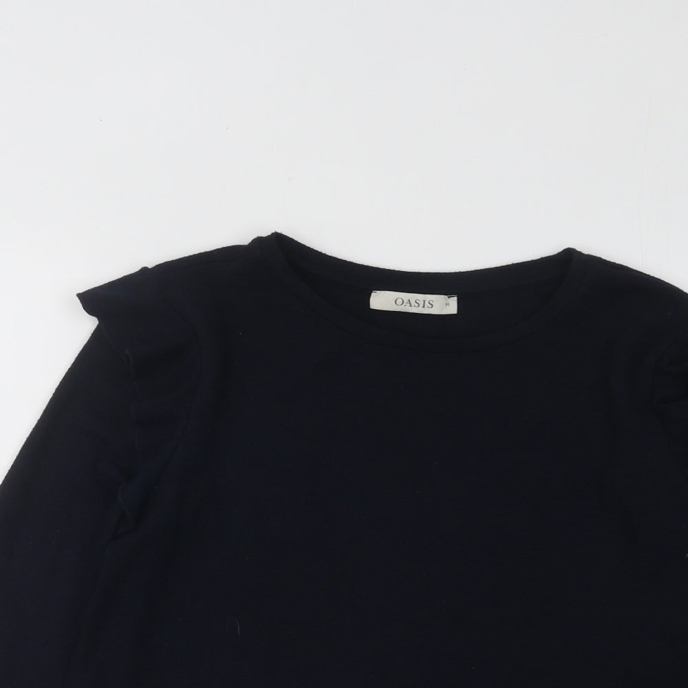 Oasis Womens Blue Round Neck Acrylic Pullover Jumper Size M