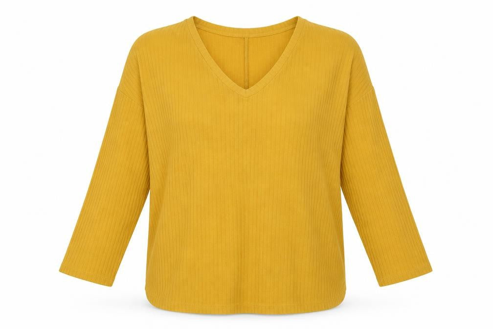 New Look Womens Yellow V-Neck Polyester Pullover Jumper Size 10