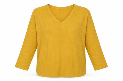 New Look Womens Yellow V-Neck Polyester Pullover Jumper Size 10
