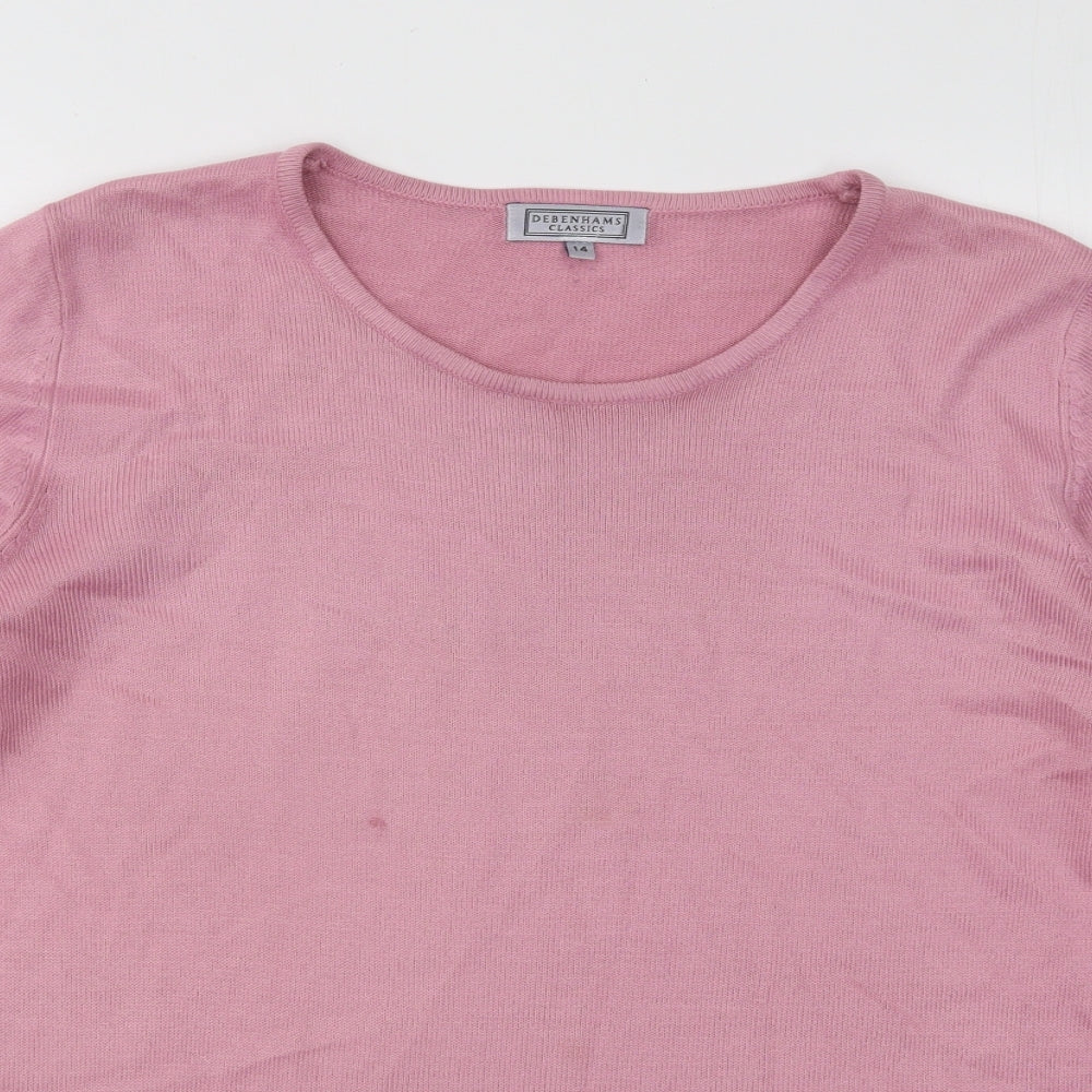 Debenhams Womens Pink Round Neck Acrylic Pullover Jumper Size 14