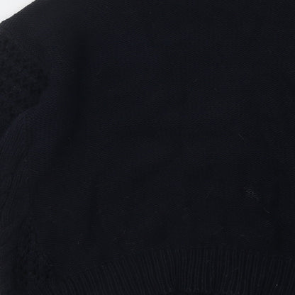 Next Womens Blue Round Neck Geometric Cotton Pullover Jumper Size M