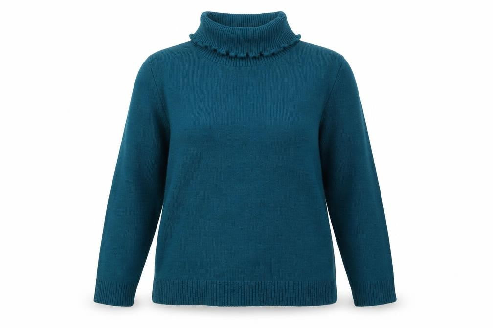 Mia Moda Womens Blue Roll Neck Acrylic Pullover Jumper Size M