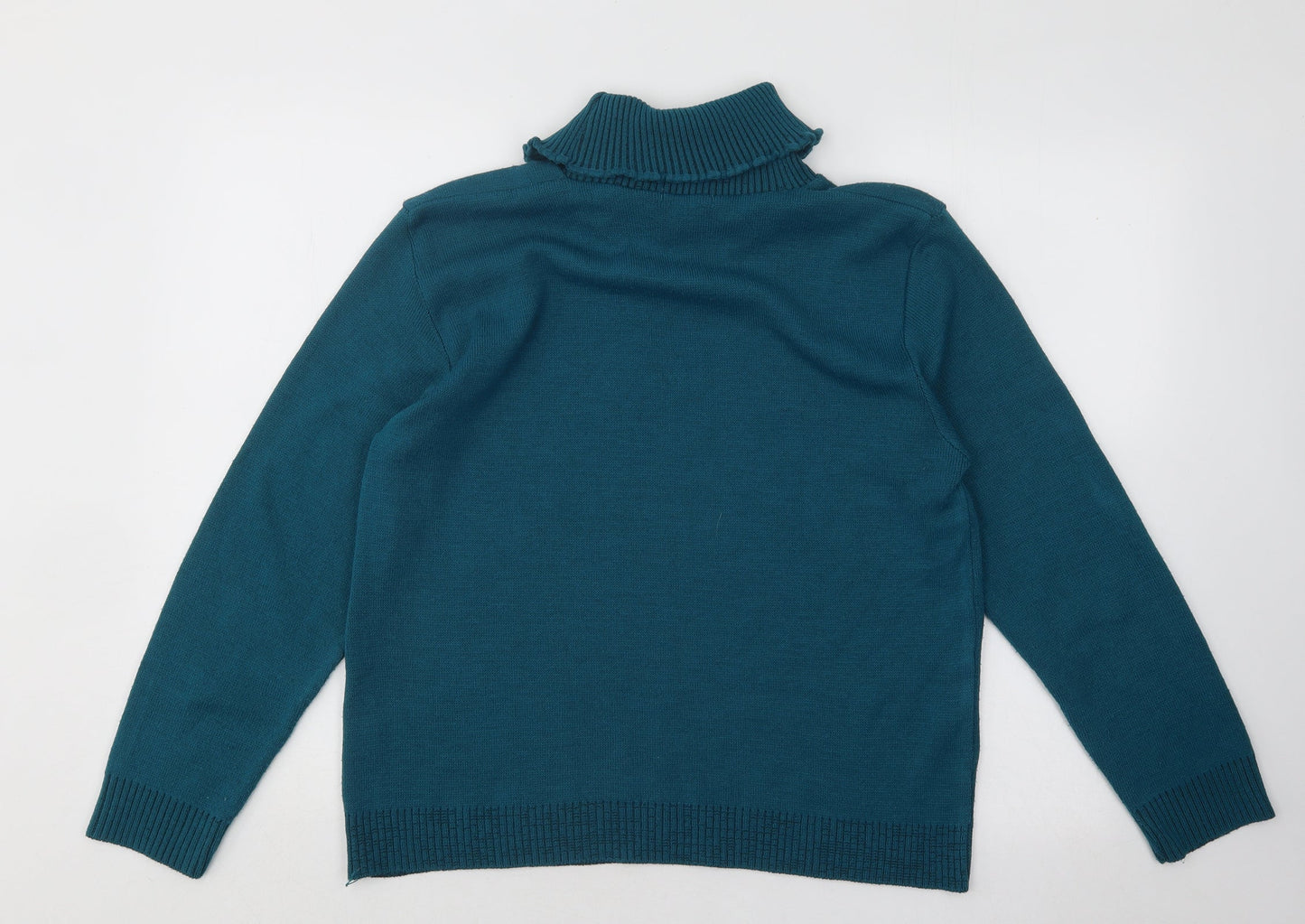 Mia Moda Womens Blue Roll Neck Acrylic Pullover Jumper Size M