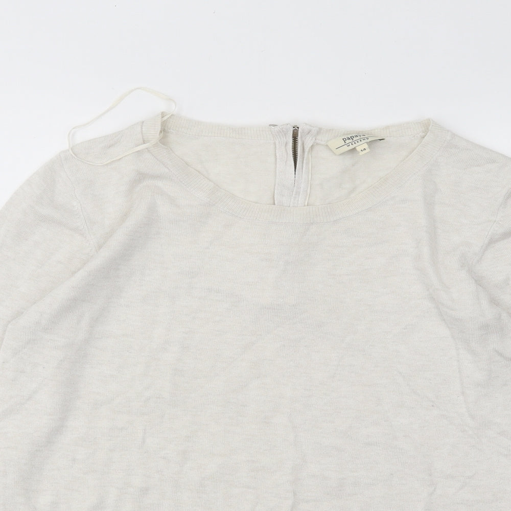 Papaya Womens Grey Scoop Neck Viscose Pullover Jumper Size 14