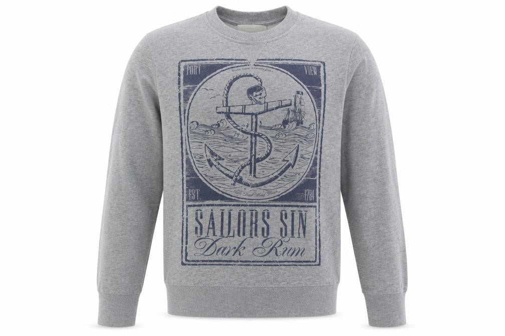 River Island Mens Grey Cotton Pullover Sweatshirt Size S - Sailors Sin