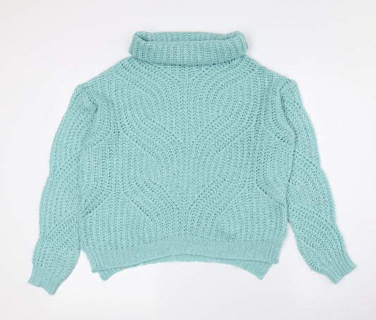 Select Womens Blue Roll Neck Acrylic Pullover Jumper Size 12