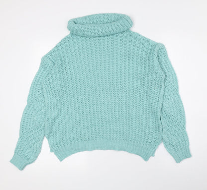 Select Womens Blue Roll Neck Acrylic Pullover Jumper Size 12