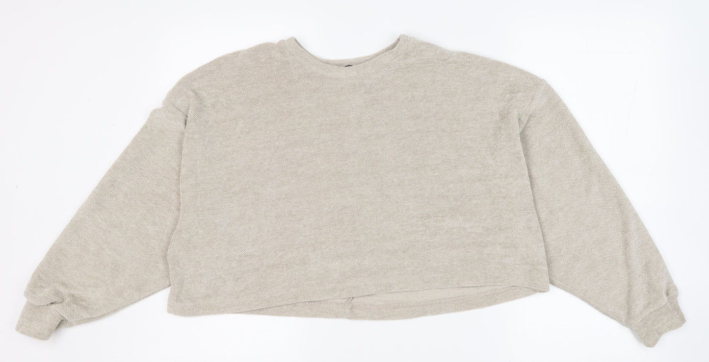 Nasty Gal Womens Beige Round Neck Polyester Pullover Jumper Size 10