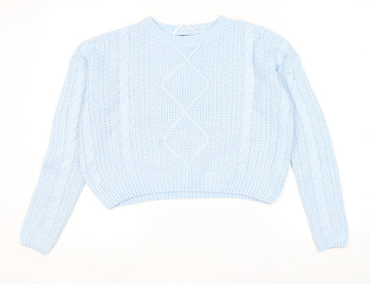 Atmosphere Womens Blue Round Neck Acrylic Pullover Jumper Size S