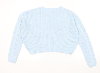 Atmosphere Womens Blue Round Neck Acrylic Pullover Jumper Size S