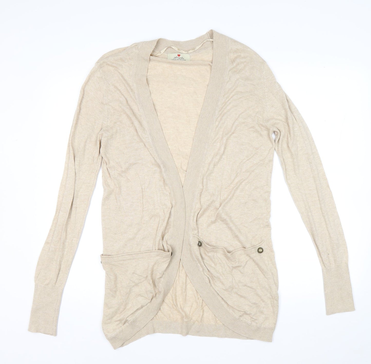Atmospere Womens Beige V-Neck Viscose Cardigan Jumper Size 16