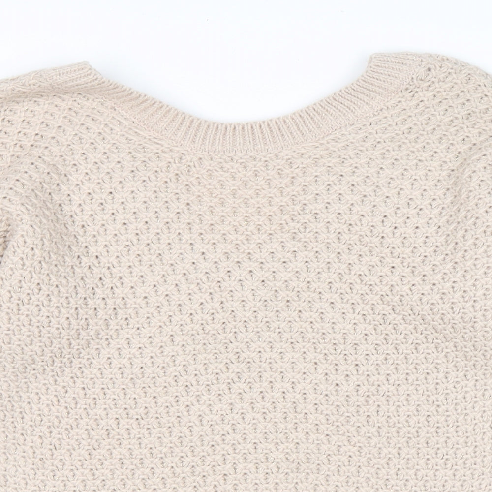 Next Womens Beige Round Neck Acrylic Pullover Jumper Size M