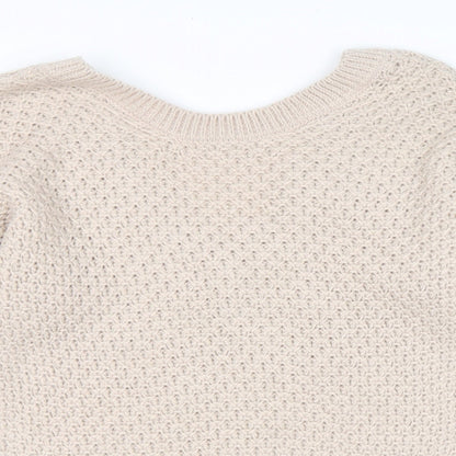 Next Womens Beige Round Neck Acrylic Pullover Jumper Size M