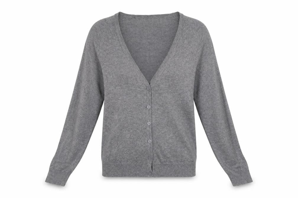 H&M Womens Grey V-Neck Cotton Cardigan Jumper Size 38