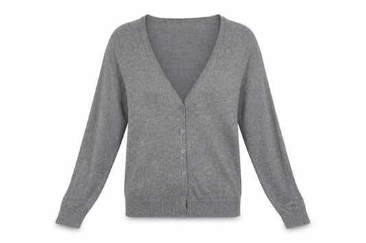 H&M Womens Grey V-Neck Cotton Cardigan Jumper Size 38