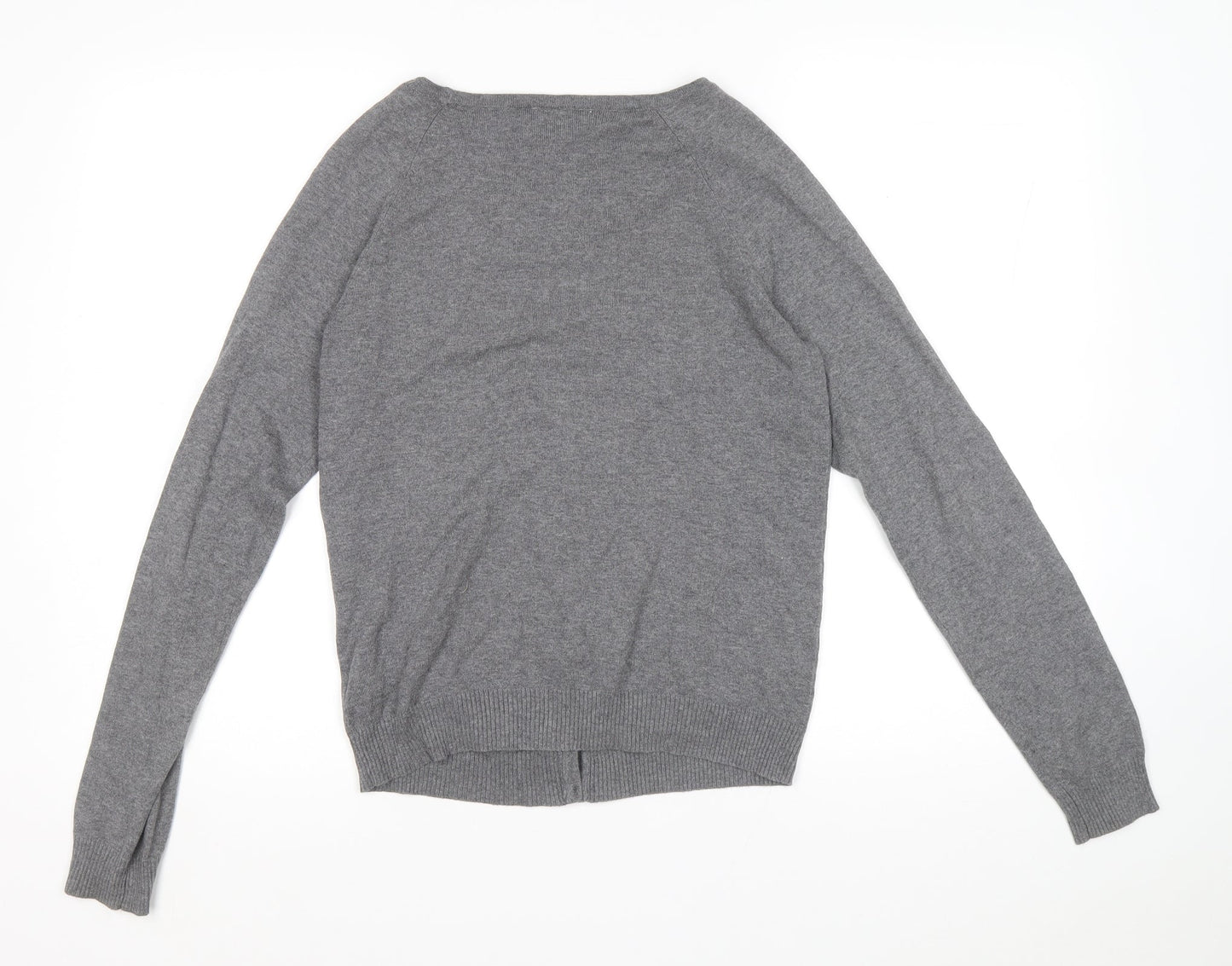 H&M Womens Grey V-Neck Cotton Cardigan Jumper Size 38