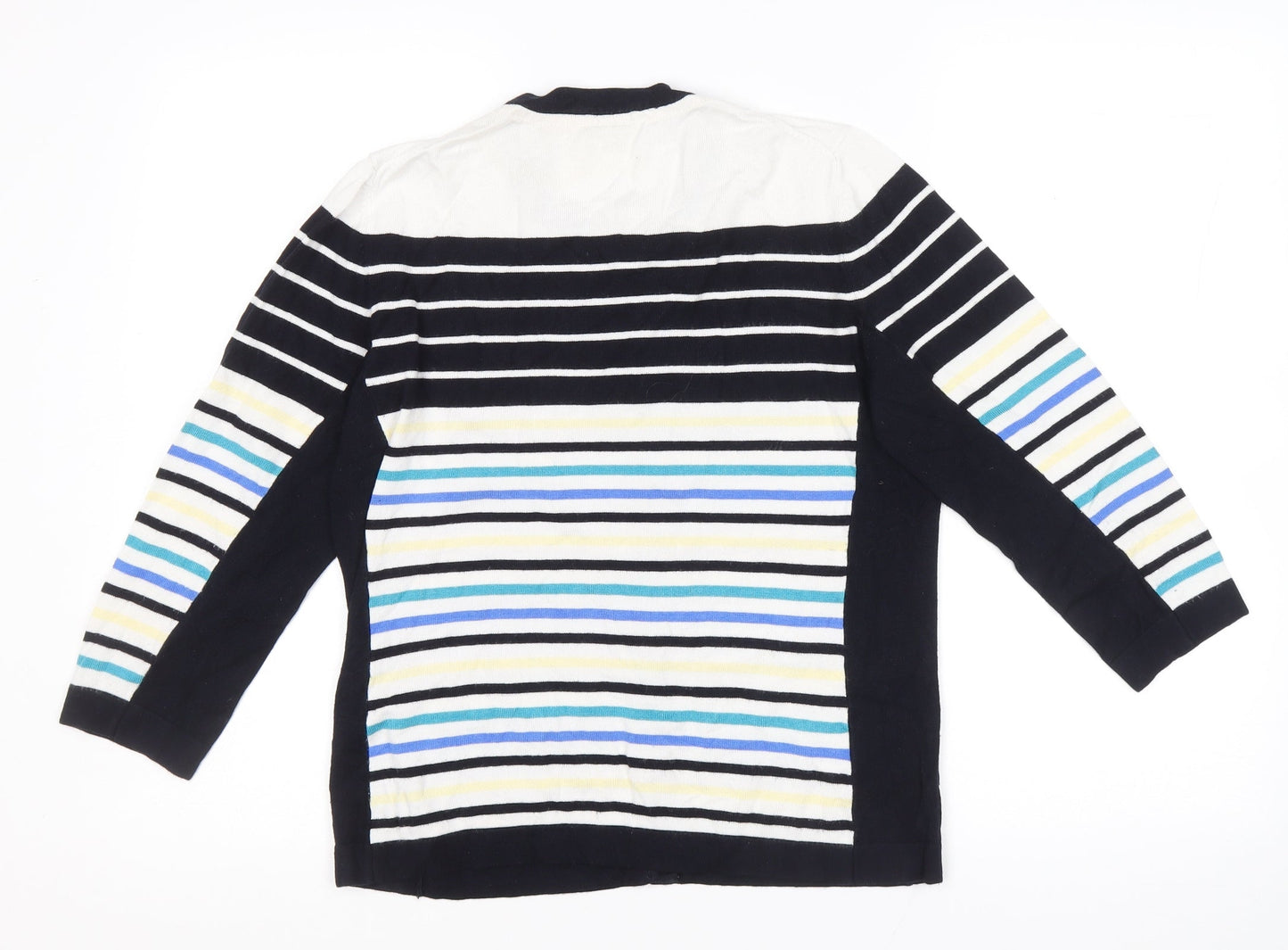 CC Womens Multicoloured Round Neck Striped Viscose Cardigan Jumper Size M