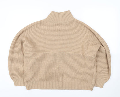 Pep&Co Womens Brown High Neck Acrylic Pullover Jumper Size L