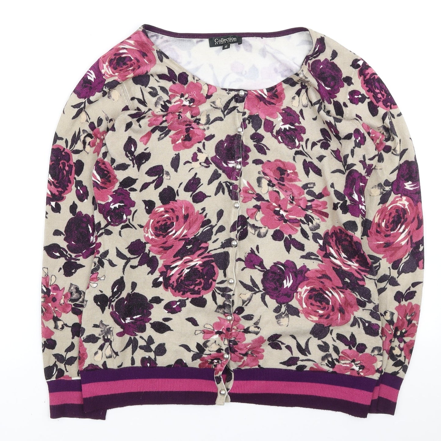 First Avenue Womens Multicoloured Floral Viscose Cardigan Jumper Size 12