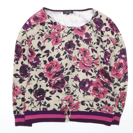 First Avenue Womens Multicoloured Floral Viscose Cardigan Jumper Size 12